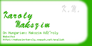 karoly makszim business card